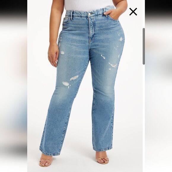 Good American Classic Bootcut Denim Blue Wash Jeans Size 14/32 - Picture 2 of 9